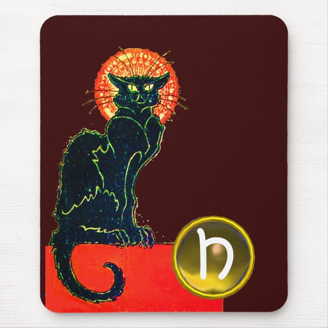 TAPIS DE SOURIS CHAT NOIR HALLOWEEN PARTY MONOGRAM (Devant)