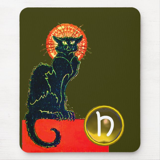 TAPIS DE SOURIS CHAT NOIR HALLOWEEN PARTY MONOGRAM (Devant)