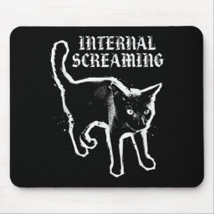 Tapis De Souris Chat noir hurlement interne anxiété féline gothiqu