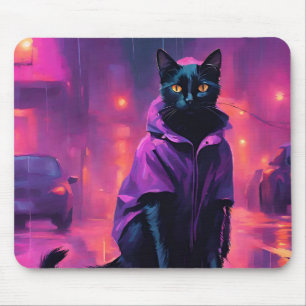 Tapis De Souris Chat noir jazzy en violet