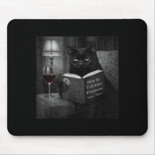 Tapis De Souris Chat Noir Lisant un Livre Humour Photo Rétro de Ch