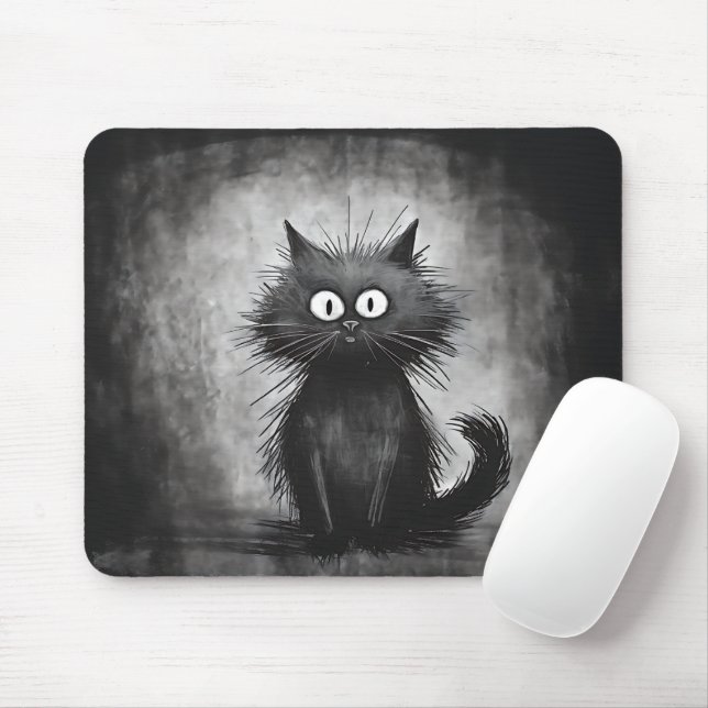 Tapis De Souris Chat noir moelleux (Avec souris)