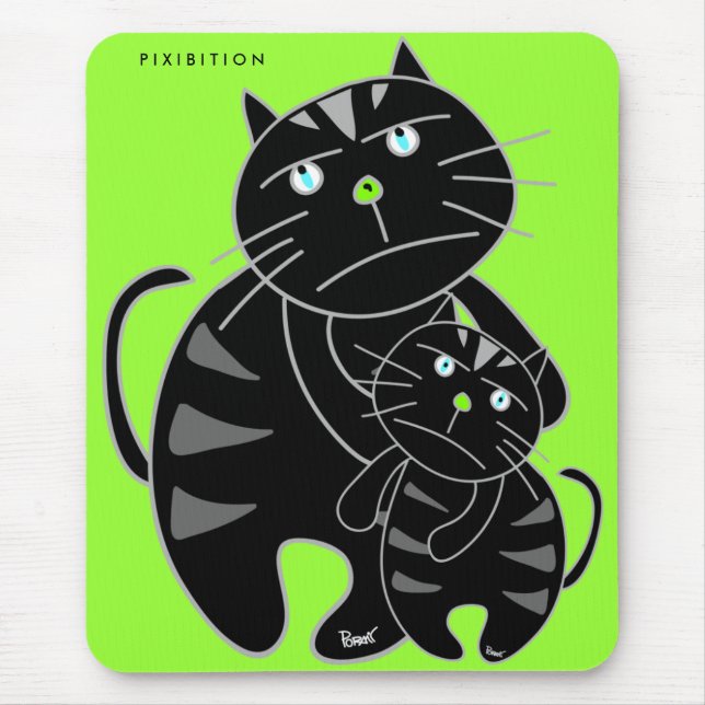 Tapis De Souris Chat noir Mousepad de famille (Devant)