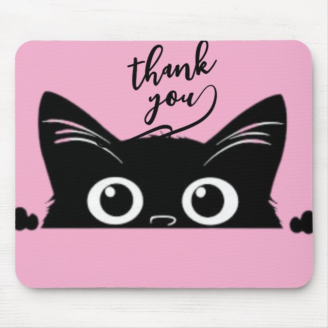 Tapis De Souris Chat noir qui regarde (Devant)