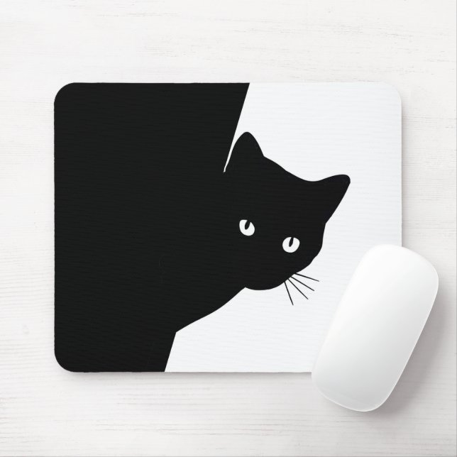 Tapis De Souris Chat noir rusé (Avec souris)