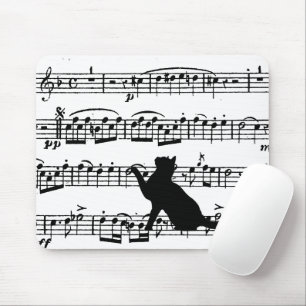 Tapis De Souris Chat noir sur la feuille de musique Panier