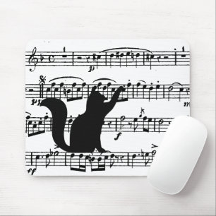 Tapis De Souris Chat noir sur la feuille de musique Panier