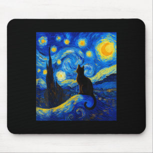 Tapis De Souris Chat Noir Une Nuit Étoile - Amoureux des chats Fun