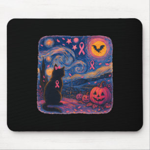 Tapis De Souris Chat noir Van Gogh Halloween Cancer du sein Décern