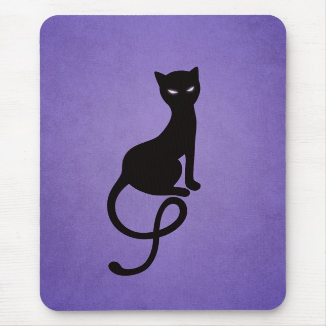 Tapis De Souris Chat noir violet Élégant Mal Kitty (Devant)