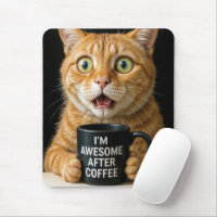 Chat Orange Avec Mug De Café Amusant