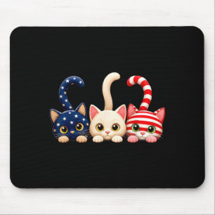 Tapis De Souris Chat patriotique du 4 juillet Drapeau américain Us
