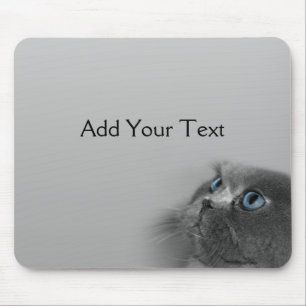Tapis De Souris Chat persan gris avec des yeux bleus sur le gris