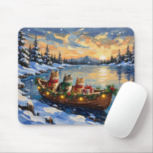 Tapis De Souris Chat Persan Noël Bateau Fêtes