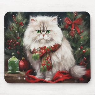 Tapis De Souris Chat perse en Noël de neige