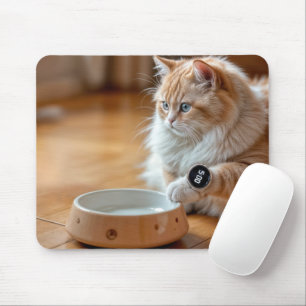 Tapis De Souris Chat portant une montre numérique par Food Bowl