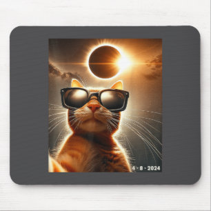 Tapis De Souris Chat prenant un selfie avec l'éclipse solaire 2024