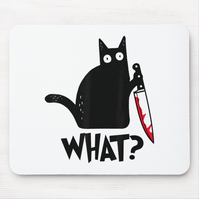 Tapis De Souris Chat Qu'est-ce que_ Drôle Chat Noir  (Devant)