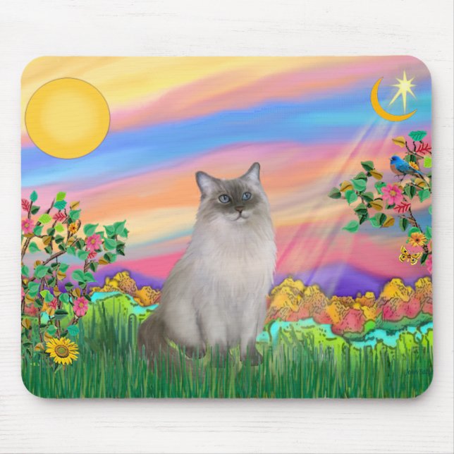 Tapis De Souris Chat Ragdoll (Bleu Point) - Étoile du jour (Devant)