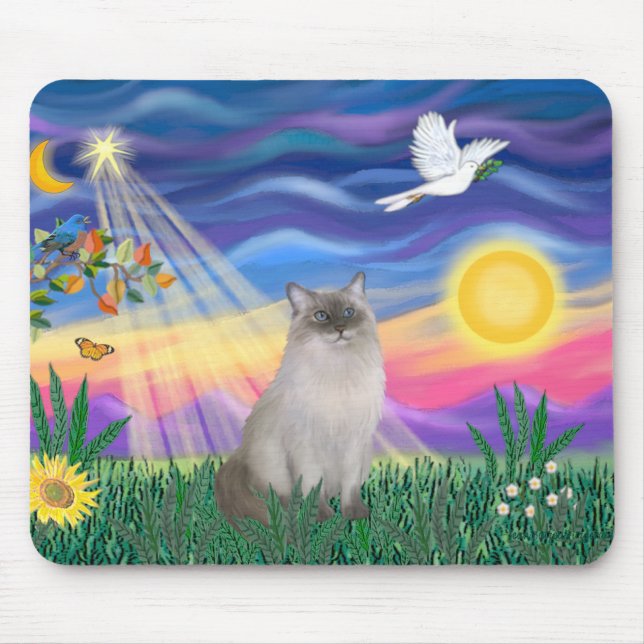 Tapis De Souris Chat Ragdoll (Blue Point) - Crépuscule (Devant)