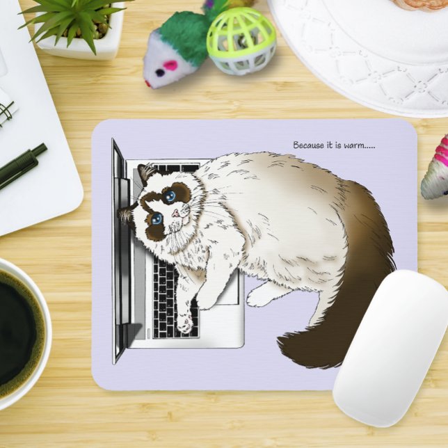Tapis De Souris Chat Ragdoll Fluffy Ordinateur Portable Lavande Dr (Créateur téléchargé)