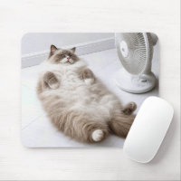 Chat Ragdoll se rafraîchissant avec un ventilateur