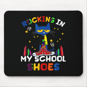 Tapis De Souris Chat-rocking I N Mon-école-chaussures-retour à l'é