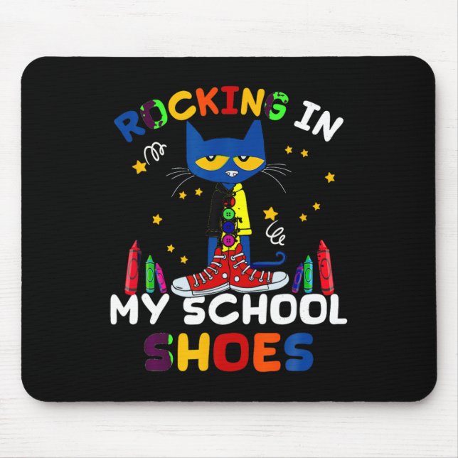 Tapis De Souris Chat-rocking I N Mon-école-chaussures-retour à l'é (Devant)