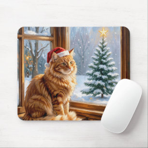 Tapis De Souris Chat roux de Noël