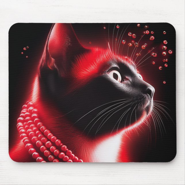 Tapis De Souris Chat Siamois Avec Aura Bijou De Rubis (Devant)