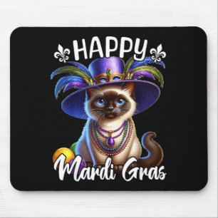 Tapis De Souris Chat siamois Joyeux Mardi Gras Chat siamois