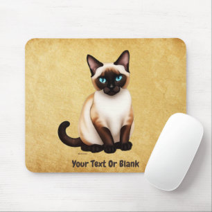 Tapis De Souris Chat siamois sur vieux papier