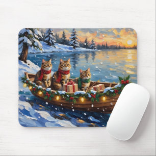 Tapis De Souris Chat Sibérien Noël Bateau Fêtes