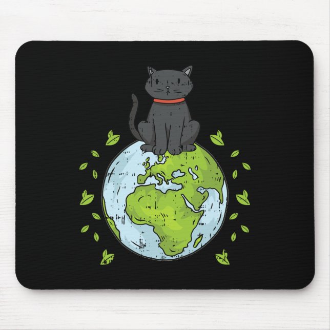 Tapis De Souris Chat Sitting Planet Jour des terres De l'environne (Devant)