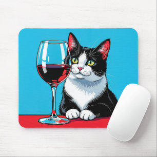 Tapis De Souris Chat Smoking Avec Vin Rouge