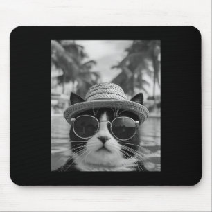 Tapis De Souris Chat smoking drôle en vacances d'été