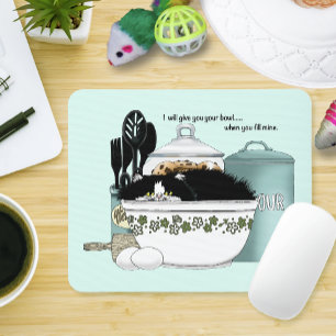 Tapis De Souris Chat smoking en smoking vintage rétro cuisine aqua