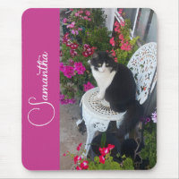 Chat Smoking Fleurs Filles Nom Rose Foncé