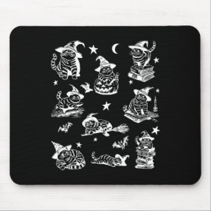 Tapis De Souris Chat Sorcière Halloween Chat Citrouille Salem Sorc