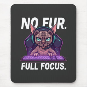 Tapis De Souris Chat Sphynx Joueur Full Focus Neon Art