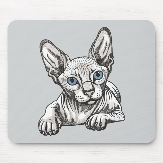Tapis De Souris Chat Sphynx sans poils  (Devant)