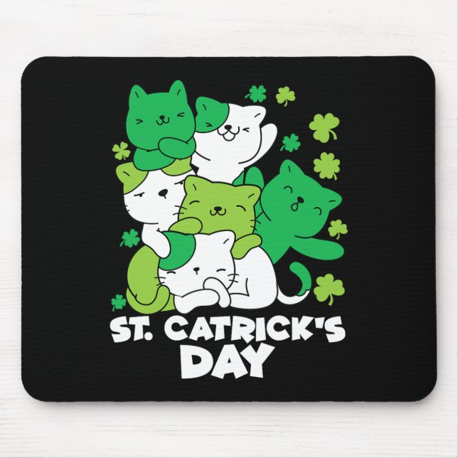 Tapis De Souris Chat St. Patrick's Day Chat Leprechaun Joyeux St C (Devant)