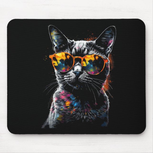 Tapis De Souris Chat Sungles - Animaux de compagnie Art Chat (Devant)