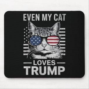 Tapis De Souris Chat Sungles Usa Drapeau Même Mon Chat aime Trump