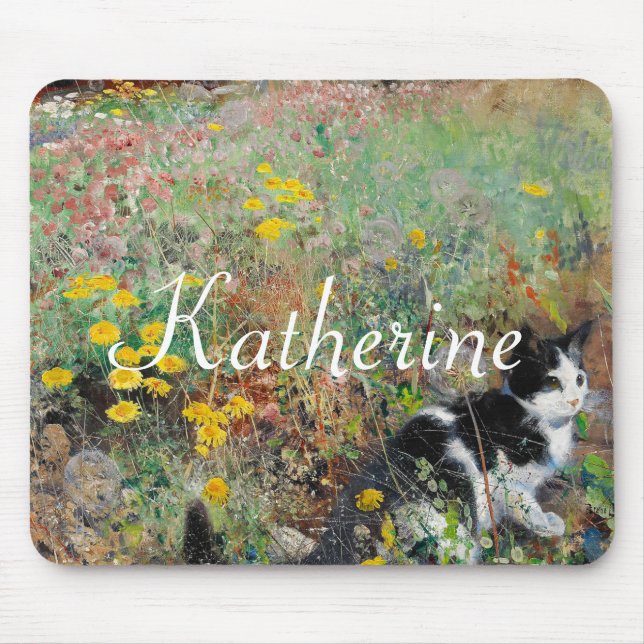 Tapis De Souris Chat sur Flowbed (Devant)