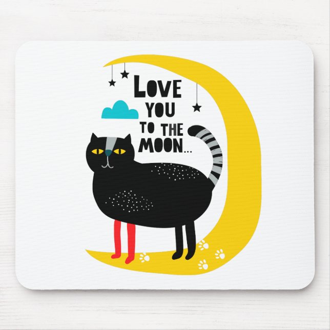 Tapis De Souris Chat sur la lune (Devant)