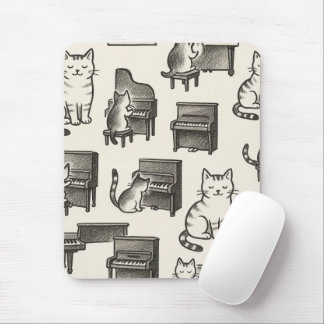 Tapis de souris Chat sur Piano