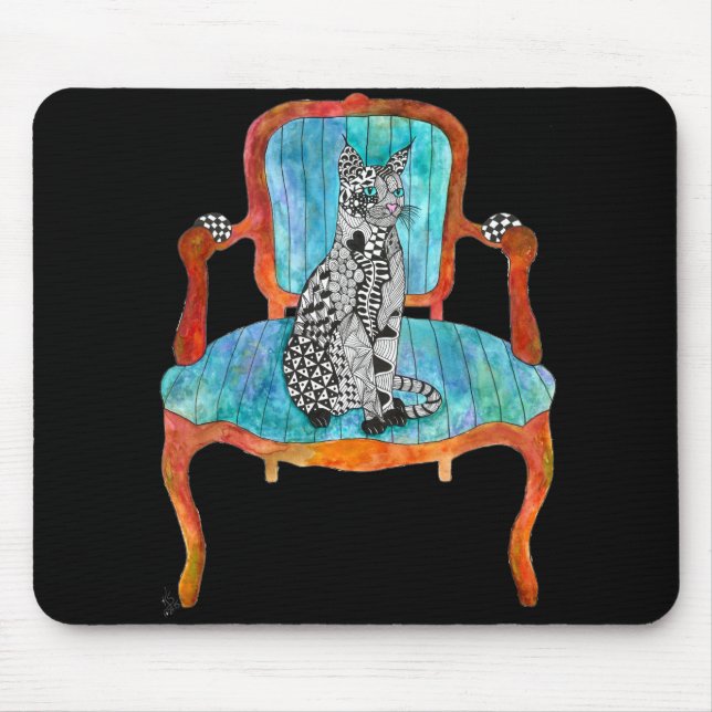 Tapis De Souris Chat sur une chaise Mousepad (Devant)