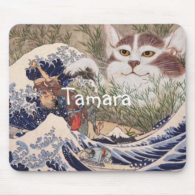 Tapis De Souris Chat surnaturel à la Grande Vague (Devant)