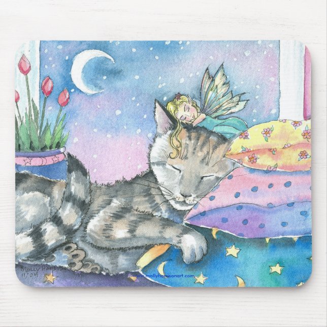 Tapis de souris chat tabby féerique par Molly Harr (Devant)
